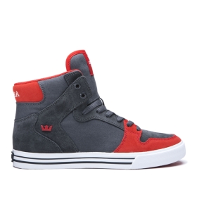 Supra VAIDER Høye Sneakers Dame Grå/Rød/Hvite | NO-94547